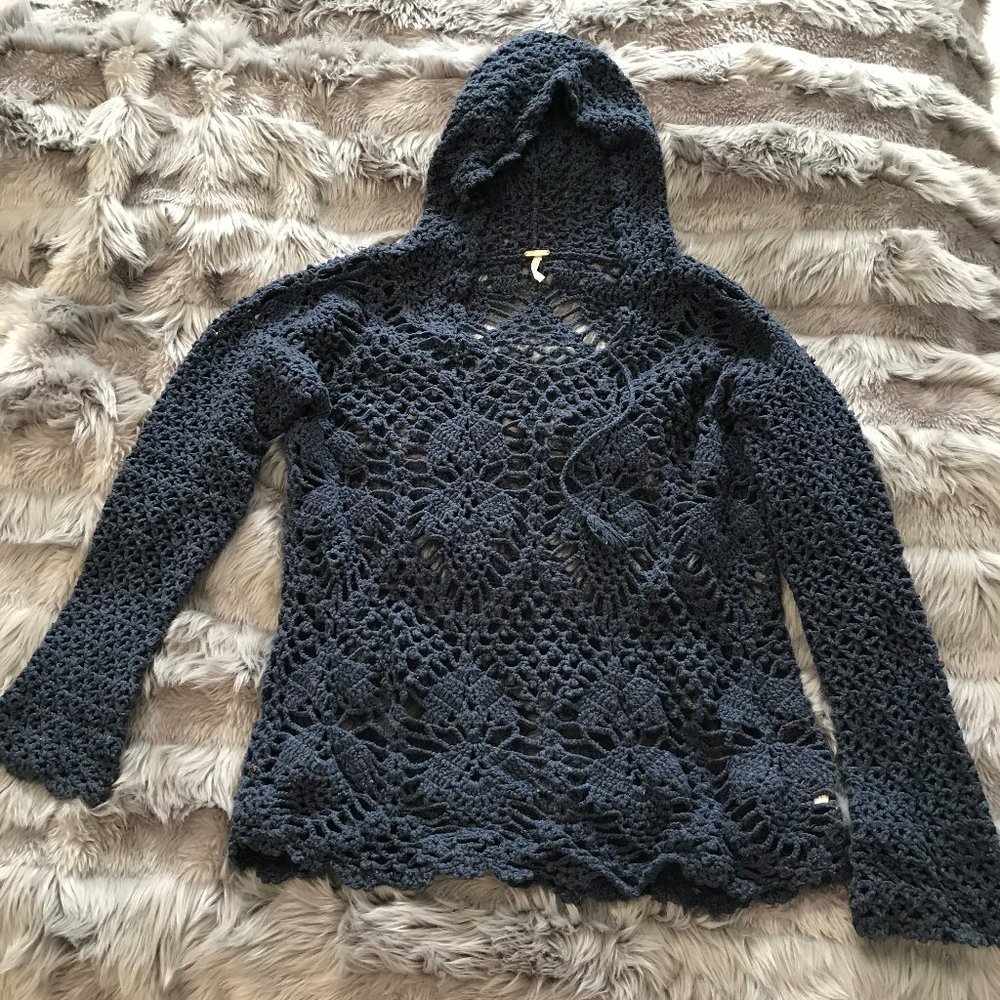 Free People Knit Hooded Sweater Size Small